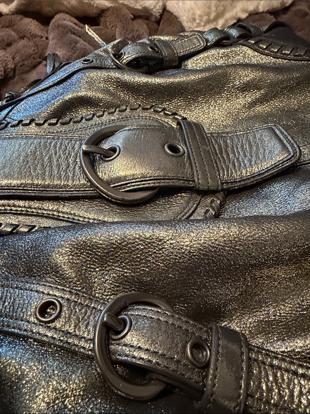 Women’s Coach Vintage Metallic Gunmetal  Leather Shoulder Bag - Picture 11 of 13